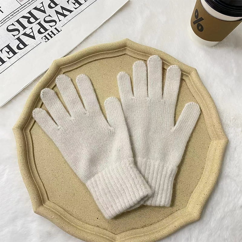 Mănuși de tricot din poliester din lână caldă de culoare solidă